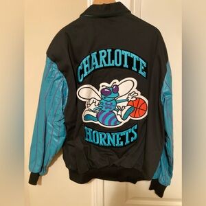 Jeff Hamilton Vintage Charlotte Hornets Varsity Leathery Jacket Size XL